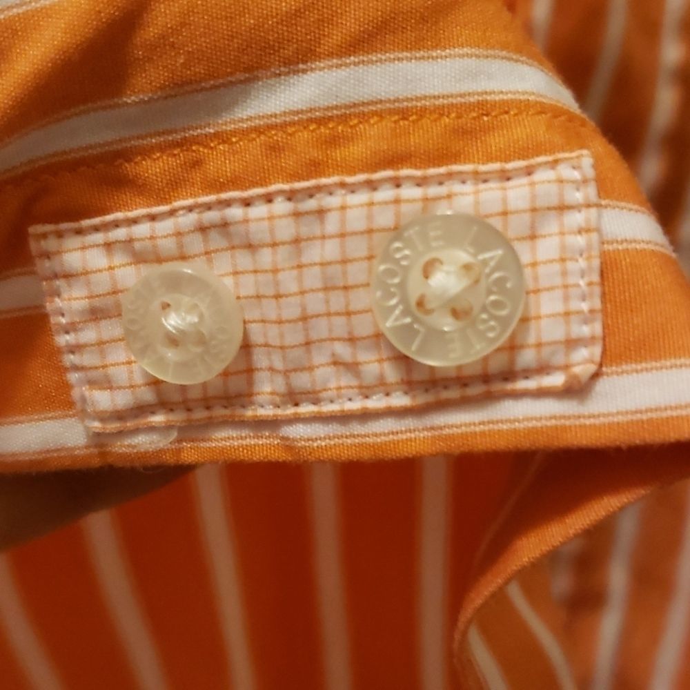 LACOSTE Orange Regular Fit Dress Shirt Sz 38 - Picture 9 of 10